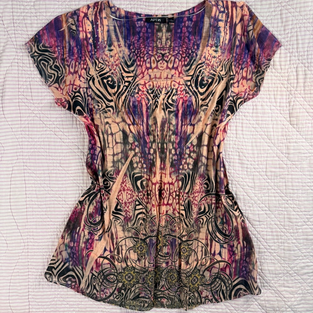Y2k Fairycore Apt 9 Womens S Abstract
Embellished Tee Boho Graphic Girly